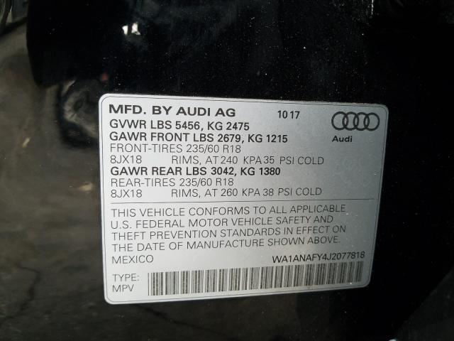 2018 AUDI Q5 PREMIUM WA1ANAFY4J2077818