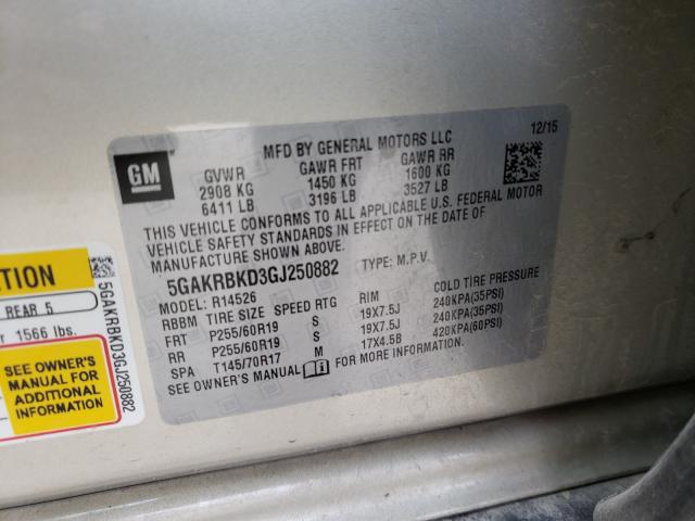 2016 BUICK ENCLAVE 5GAKRBKD3GJ250882