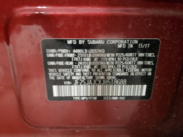 2018 SUBARU FORESTER 2 JF2SJAJCXJH518688
