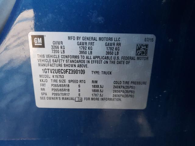 2015 GMC SIERRA K15 1GTV2UEC9FZ390109