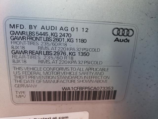 2012 AUDI Q5 PREMIUM WA1CFBFP5CA073353