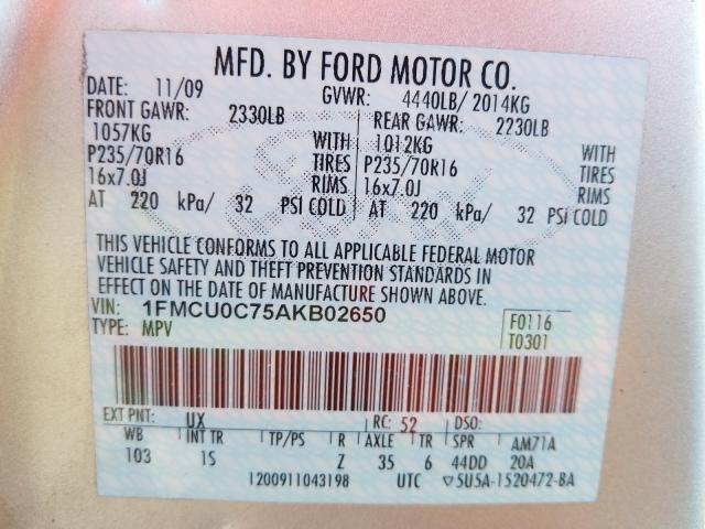 2010 FORD ESCAPE XLS 1FMCU0C75AKB02650