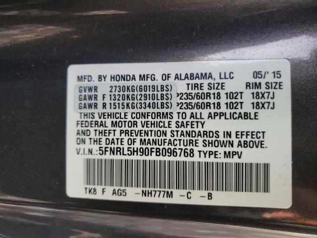 2015 HONDA ODYSSEY TO 5FNRL5H90FB096768