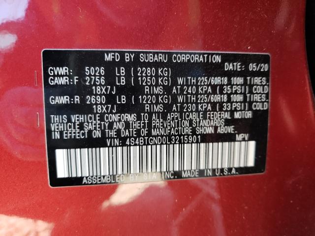2020 SUBARU OUTBACK LI 4S4BTGND0L3215901