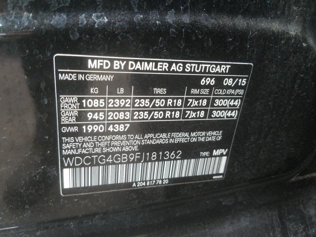 2015 MERCEDES-BENZ GLA 250 4M WDCTG4GB9FJ181362