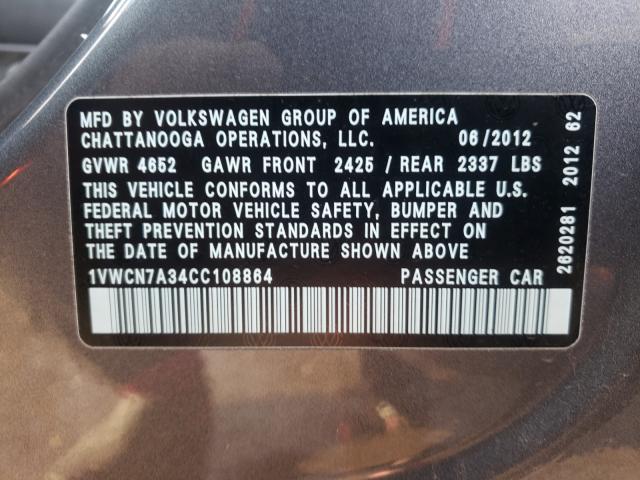 2012 VOLKSWAGEN PASSAT SEL 1VWCN7A34CC108864