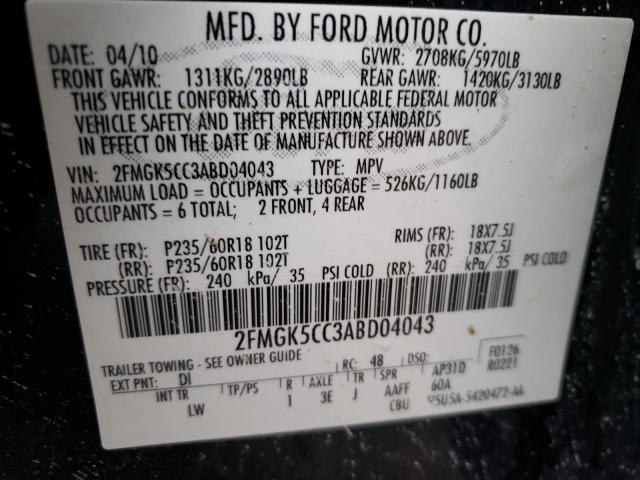 2010 FORD FLEX SEL 2FMGK5CC3ABD04043