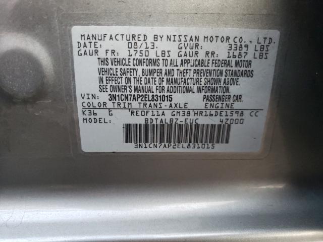 2014 NISSAN VERSA S/S 3N1CN7AP2EL831015