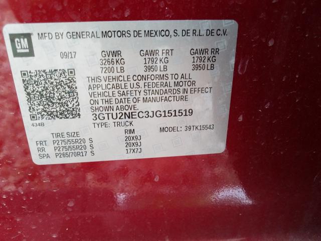2018 GMC SIERRA K15 3GTU2NEC3JG151519