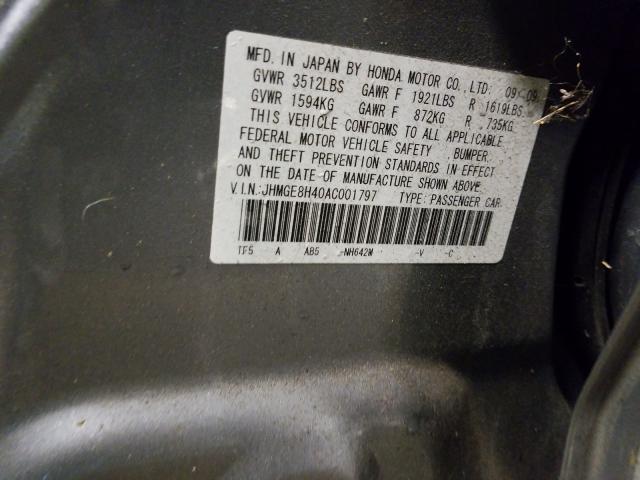 2010 HONDA FIT SPORT JHMGE8H40AC001797