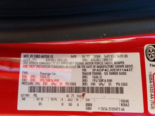 2014 FORD FIESTA TIT 3FADP4CJ0EM114437