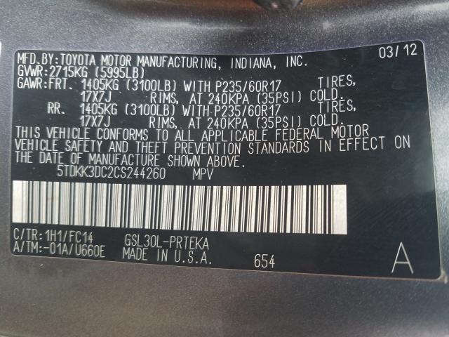 2012 TOYOTA SIENNA 5TDKK3DC2CS244260