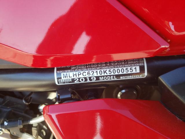 2019 HONDA CBR500 R MLHPC6210K5000551