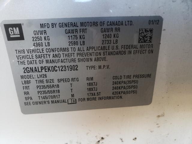 2012 CHEVROLET EQUINOX 2GNALPEK0C1231902