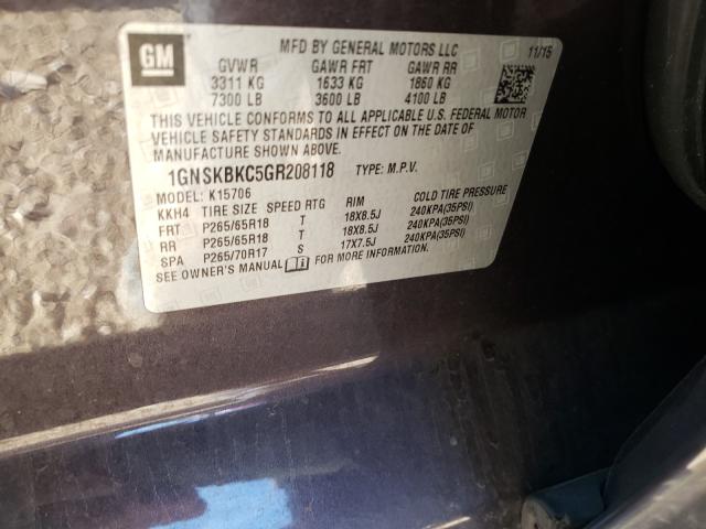 2016 CHEVROLET TAHOE K150 1GNSKBKC5GR208118