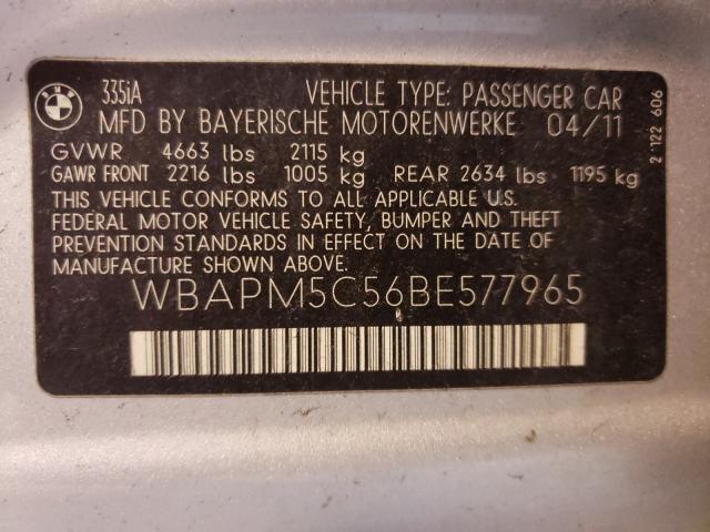 2011 BMW 335 I WBAPM5C56BE577965