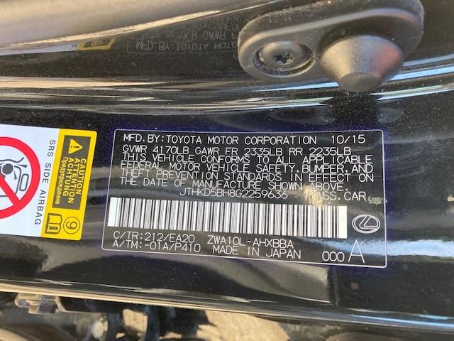 2016 LEXUS CT 200 JTHKD5BH8G2259636