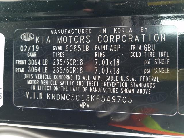 2019 KIA SEDONA EX KNDMC5C15K6549705