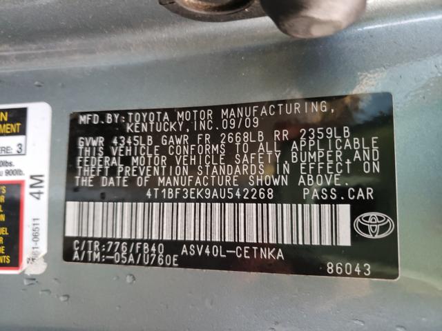 2010 TOYOTA CAMRY BASE 4T1BF3EK9AU542268