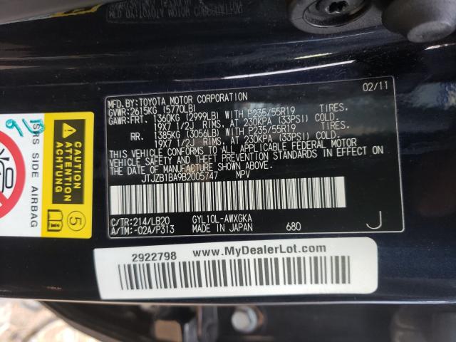 2011 LEXUS RX 450 JTJZB1BA9B2005747
