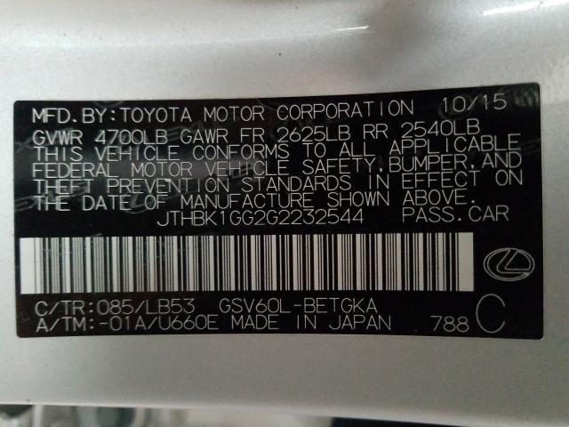 2016 LEXUS ES 350 JTHBK1GG2G2232544