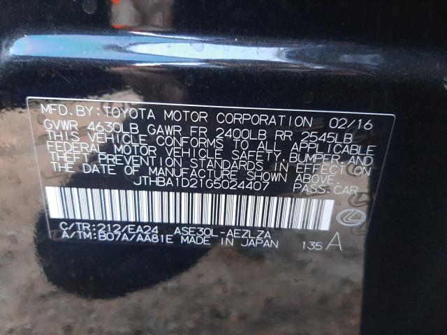 2016 LEXUS IS 200T JTHBA1D21G5024407
