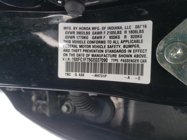 2016 HONDA CIVIC 19XFC1F75GE037090
