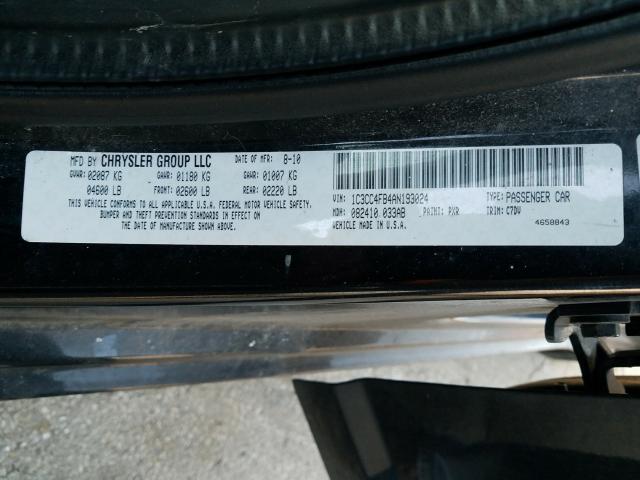 2010 CHRYSLER SEBRING 1C3CC4FB4AN193024