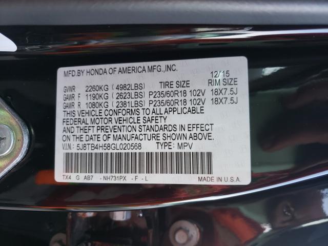 2016 ACURA RDX TECHNO 5J8TB4H58GL020568