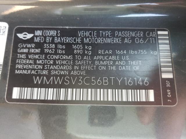 2011 MINI COOPER S WMWSV3C56BTY16146