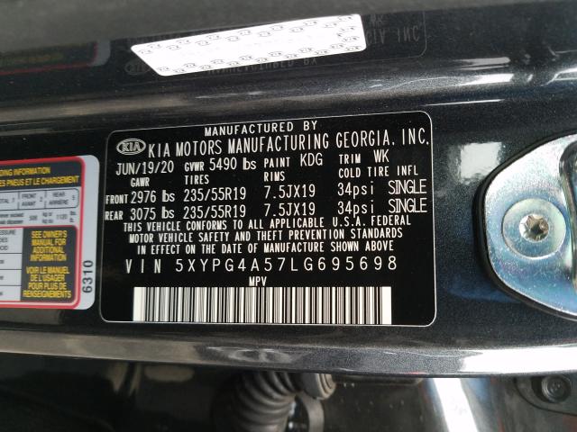 2020 KIA SORENTO S 5XYPG4A57LG695698