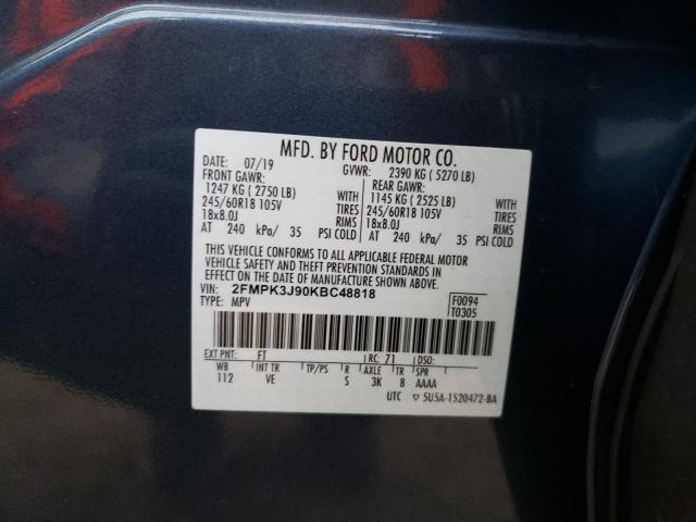 2019 FORD EDGE SEL 2FMPK3J90KBC48818