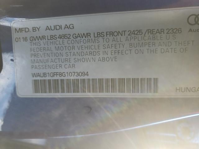 2016 AUDI S3 PREMIUM WAUB1GFF8G1073094