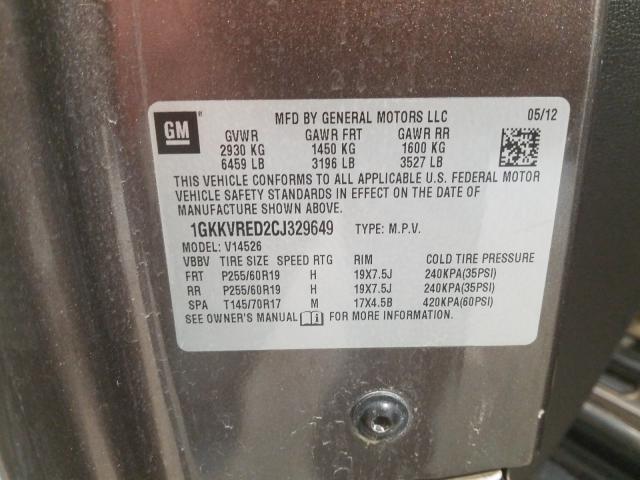 2012 GMC ACADIA SLT 1GKKVRED2CJ329649
