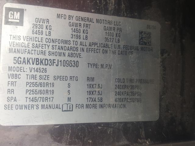 2015 BUICK ENCLAVE 5GAKVBKD3FJ109630