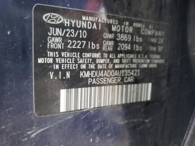 2010 HYUNDAI ELANTRA BL KMHDU4AD0AU135421