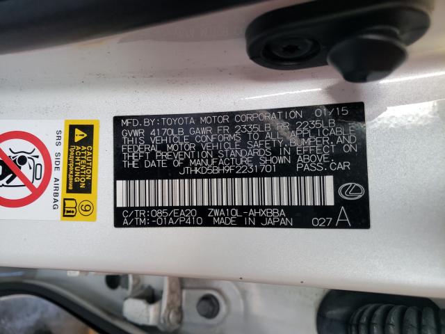 2015 LEXUS CT 200 JTHKD5BH9F2231701