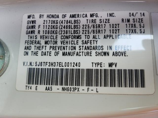 2014 HONDA CROSSTOUR 5J6TF3H37EL001240
