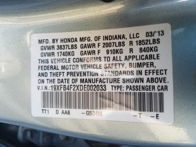 2013 HONDA CIVIC HYBR 19XFB4F2XDE002033