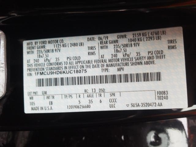2019 FORD ESCAPE SEL 1FMCU9HD6KUC18075