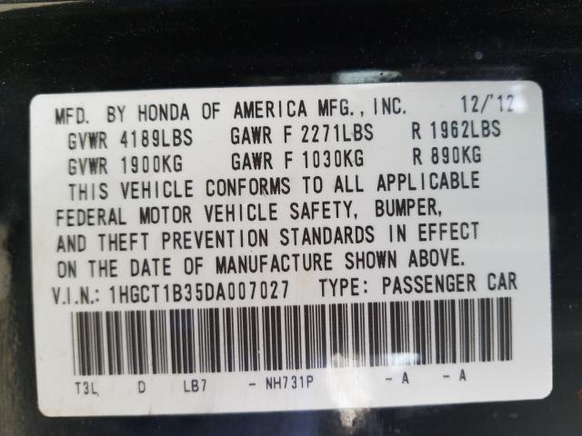 2013 HONDA ACCORD LX- 1HGCT1B35DA007027