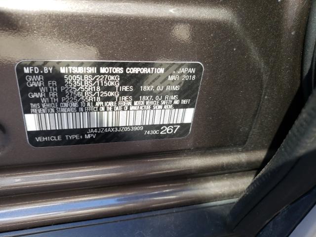 2018 MITSUBISHI OUTLANDER JA4JZ4AX3JZ053909