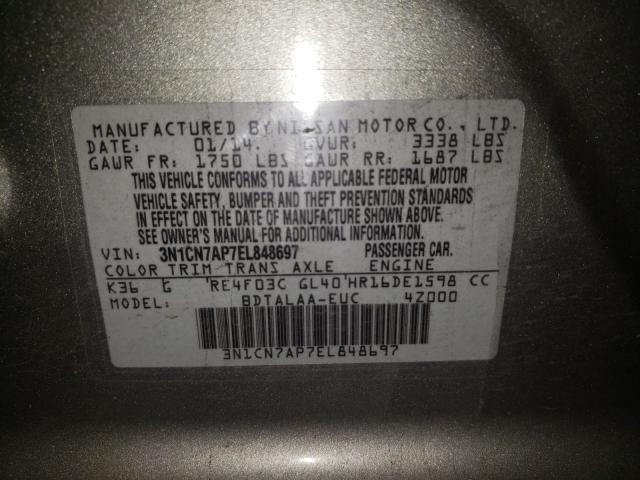 2014 NISSAN VERSA 3N1CN7AP7EL848697