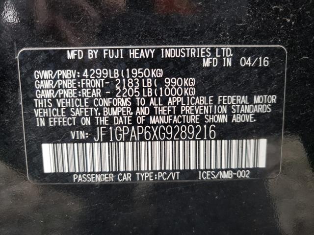 2016 SUBARU FORESTER JF1GPAP6XG9289216