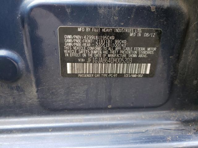 2013 SUBARU IMPREZA PR JF1GJAB64DH005203