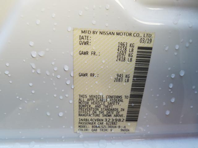 2019 NISSAN ALTIMA SR 1N4BL4CV8KN323982