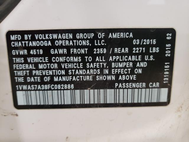 2015 VOLKSWAGEN PASSAT S - 1VWAS7A38FC082886