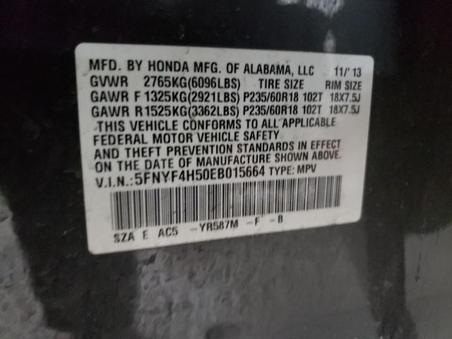 2014 HONDA PILOT EXL 5FNYF4H50EB015664