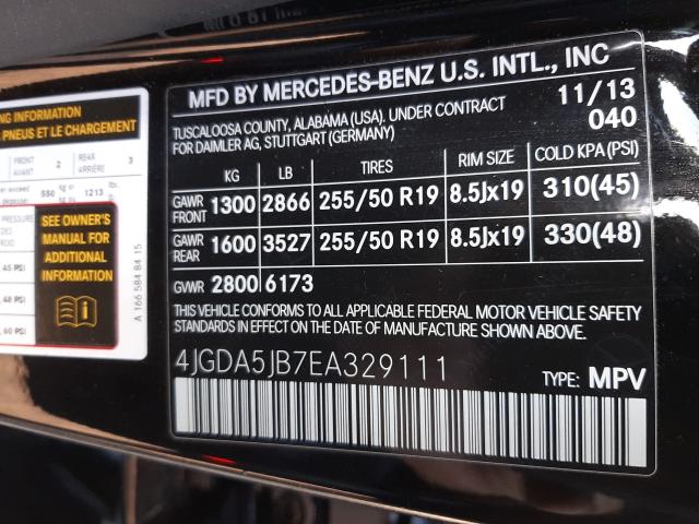 2014 MERCEDES-BENZ ML 350 4JGDA5JB7EA329111