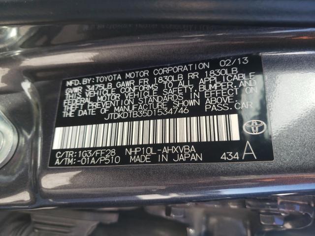 2013 TOYOTA PRIUS C JTDKDTB35D1534746